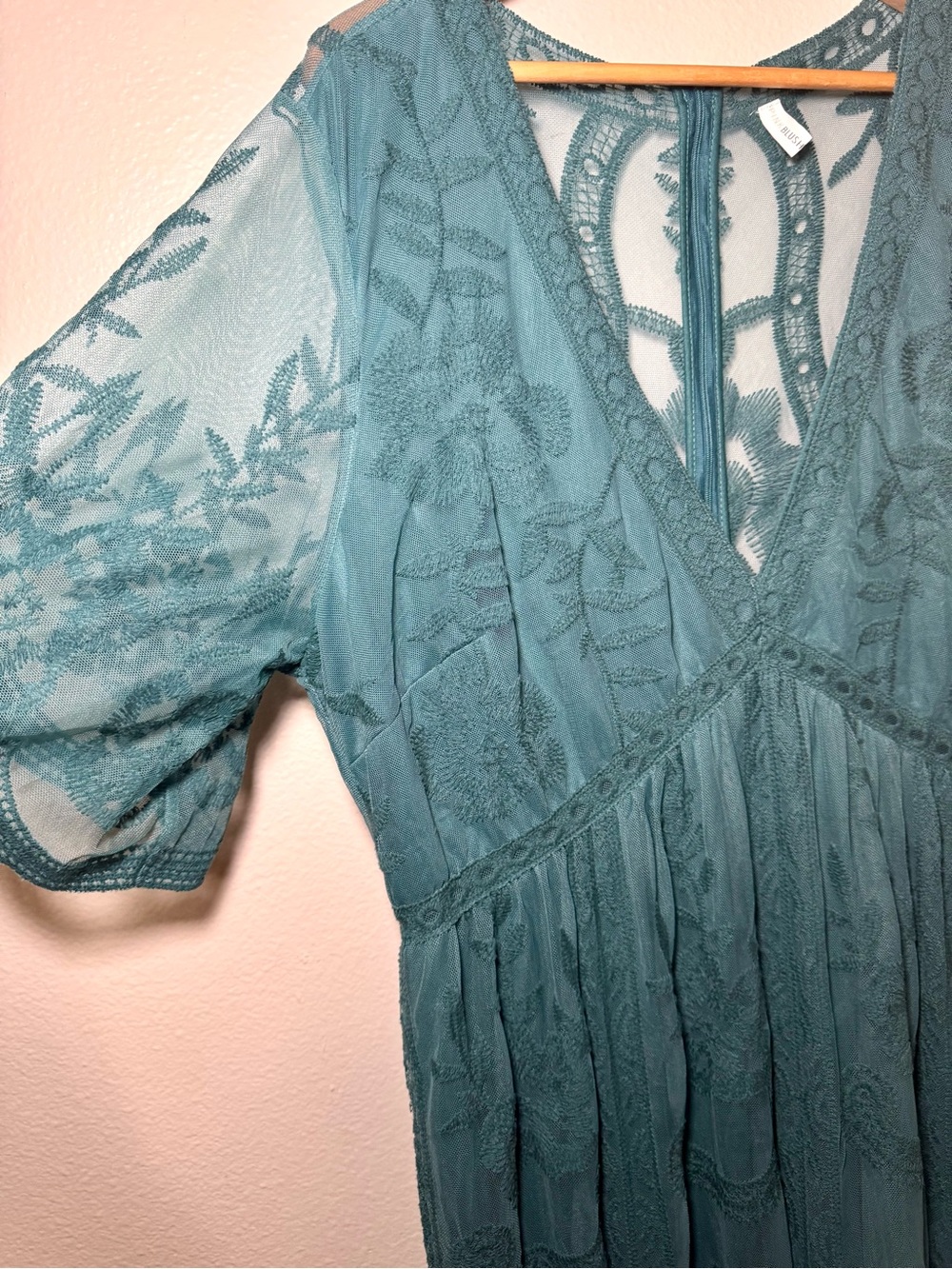 PinkBlush Teal Lace Maxi Dress 2XL Maternity Empire Waist Photoshoot - Picture 4 of 12